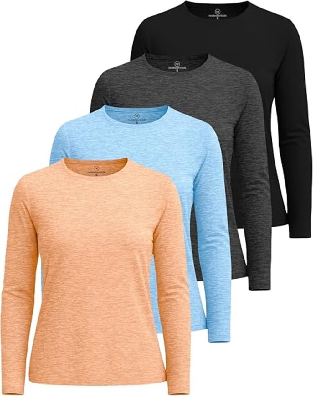 Real Essentials Women’s Dry Fit Long Sleeve Shirts 4 Pack Plus Size 1X New